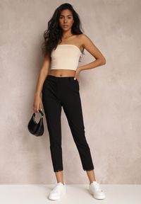 Renee - Czarne Materiałowe Spodnie Cygaretki Riandra. Kolor: czarny. Materiał: materiał. Wzór: koronka #5