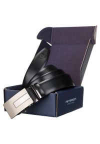Pasek męski Peterson PTN 2774069 czarny. Kolor: czarny. Materiał: jeans, skóra. Styl: klasyczny