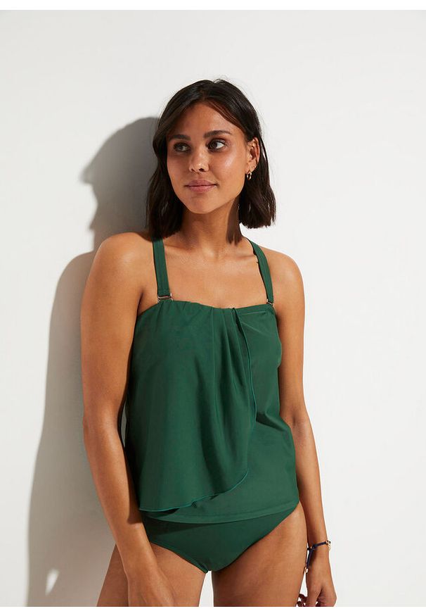 bonprix - Tankini z górą bandeau (2 części). Kolor: zielony. Materiał: poliamid