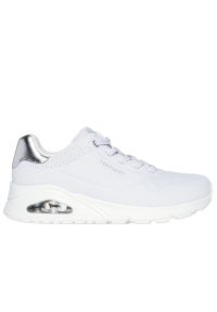 skechers - Buty damskie Skechers Uno Shimmer Away 155196WSL - białe. Zapięcie: sznurówki. Kolor: biały. Materiał: syntetyk, guma, skóra. Szerokość cholewki: normalna. Model: Skechers Sport #1