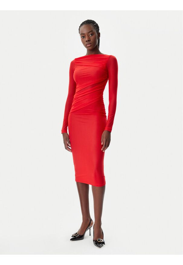 Pinko - PINKO Sukienka koktajlowa 104838 A2H1 R48 Czerwony Slim Fit. Kolor: czerwony. Materiał: syntetyk. Styl: wizytowy