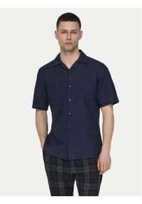 Only & Sons Koszula Caiden 22025116 Granatowy Slim Fit. Kolor: niebieski. Materiał: bawełna, len