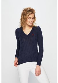 Polo Ralph Lauren - Sweter. Typ kołnierza: polo. Kolor: niebieski. Materiał: bawełna, dzianina. Wzór: gładki #2