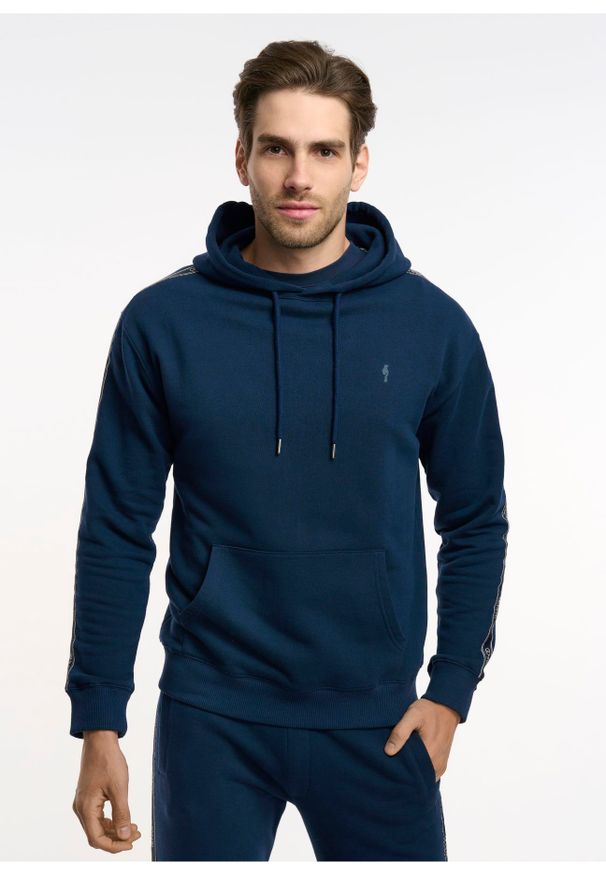 Ochnik - Bluza męska. Okazja: na co dzień. Typ kołnierza: kaptur. Kolor: niebieski. Materiał: materiał. Styl: casual, klasyczny