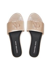 Calvin Klein Jeans Klapki Flat Sandal Slide Mg Met YW0YW01348 Beżowy. Kolor: beżowy. Materiał: skóra #6