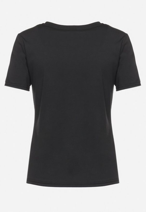 Born2be - Czarny Gładki T-shirt z Krótkim Rękawem Elldora. Okazja: na co dzień. Kolor: czarny. Materiał: bawełna, jeans. Długość rękawa: krótki rękaw. Długość: krótkie. Wzór: gładki. Styl: casual