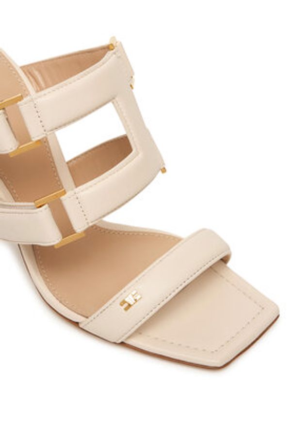 Elisabetta Franchi Klapki SA-44L-62E2-V620 Kremowy. Kolor: kremowy. Materiał: skóra
