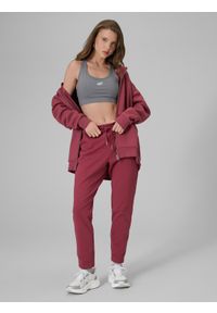 4f - 4F Spodnie dresowe damskie - burgundowe XXL. Kolor: czerwony. Materiał: dresówka #1