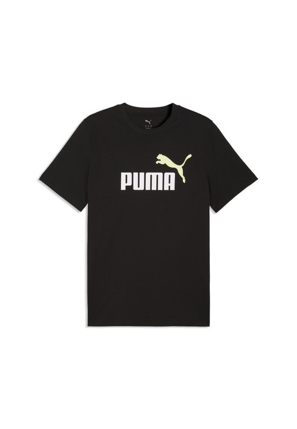 Puma - Męska koszulka Essentials z dwukolorowym logo No. 1 PUMA. Kolor: czarny, zielony, wielokolorowy. Materiał: guma. Wzór: nadruk