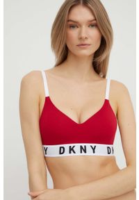 DKNY - Dkny biustonosz kolor bordowy gładki. Kolor: czerwony. Wzór: gładki
