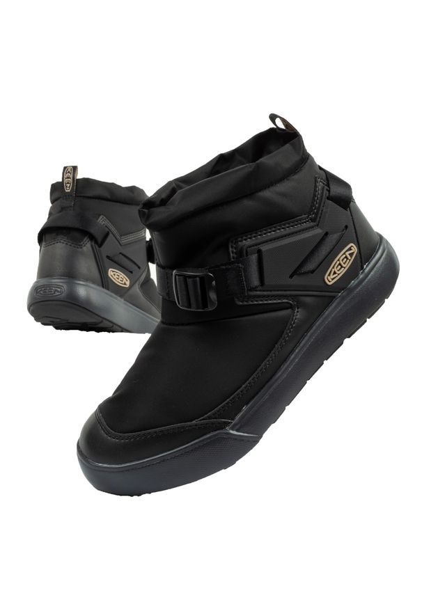 keen - Buty śniegowce damskie Keen Hoodromeo Mini. Kolor: czarny. Materiał: polar. Sport: turystyka piesza