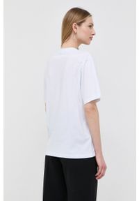 Pinko t-shirt bawełniany kolor biały. Kolor: biały. Materiał: bawełna. Długość rękawa: krótki rękaw. Długość: krótkie. Wzór: aplikacja #6