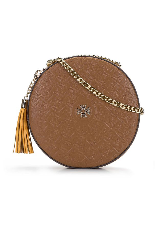 Wittchen - Torebka crossbody ze skóry okrągła – limitowana edycja. Kolor: brązowy. Wzór: haft. Sezon: lato. Dodatki: z haftem. Materiał: skórzane. Styl: klasyczny, elegancki, casual. Rodzaj torebki: na ramię