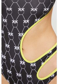 Pinko jednoczęściowy strój kąpielowy kolor czarny miękka miseczka. Kolor: czarny. Materiał: materiał #3