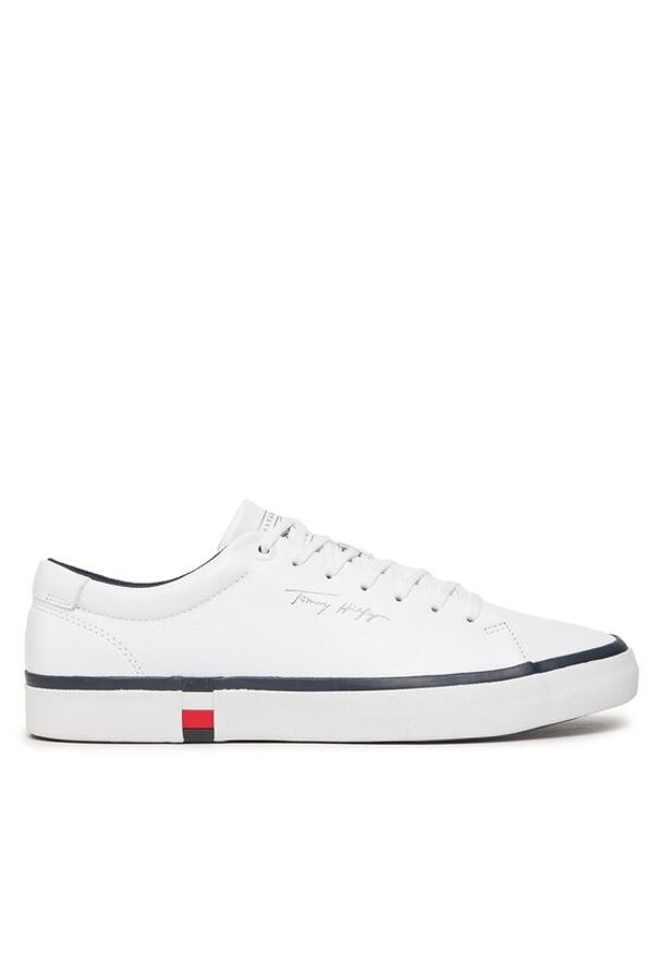 TOMMY HILFIGER - Tommy Hilfiger Sneakersy Modern Vulc Corporate Leather FM0FM04922 Biały. Kolor: biały. Materiał: skóra