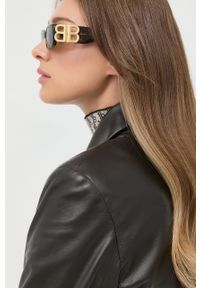Balenciaga okulary przeciwsłoneczne damskie kolor brązowy. Kształt: prostokątne. Kolor: brązowy #6