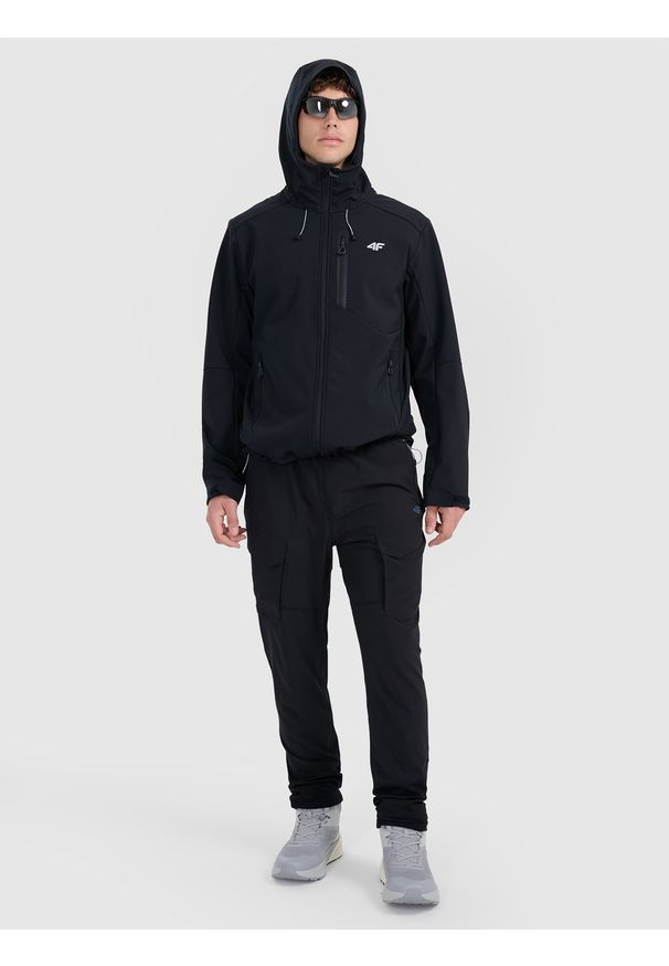4f - 4F Kurtka softshell wiatroodporna membrana 8000 męska - czarna S. Kolor: czarny. Materiał: softshell