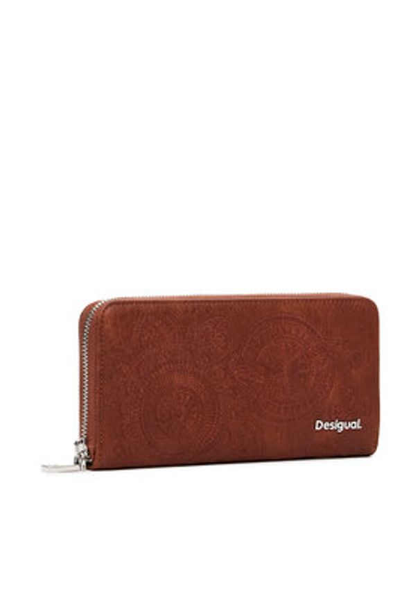 Desigual Duży Portfel Damski 25SAYP03 Brązowy. Kolor: brązowy. Materiał: skóra