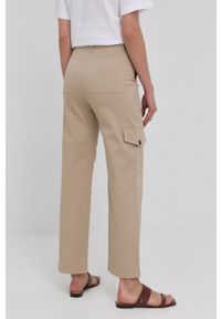 MAX&Co. spodnie damskie kolor beżowy szerokie high waist. Stan: podwyższony. Kolor: beżowy. Materiał: tkanina #3