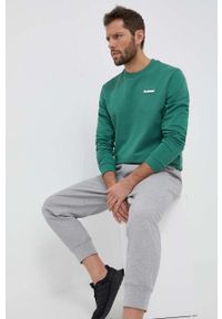 Hummel bluza bawełniana męska kolor zielony gładka. Kolor: zielony. Materiał: bawełna. Wzór: gładki #4