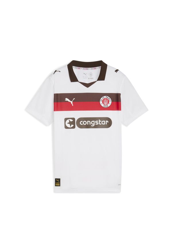 Puma - Młodzieżowa koszulka wyjazdowa FC St. Pauli 25/26 PUMA White Espresso Brown. Kolor: brązowy, biały, wielokolorowy. Sport: piłka nożna