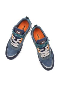 Granatowe Sneakersy Jeep Stylowe Obuwie Męskie. Okazja: na co dzień. Kolor: niebieski. Materiał: materiał, skóra. Szerokość cholewki: normalna. Sport: turystyka piesza #5