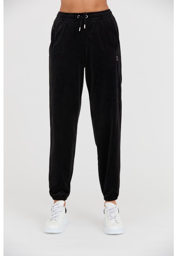 Juicy Couture - JUICY COUTURE Czarne damskie spodnie dresowe Lilian Jogger, Rozmiar XS. Kolor: czarny. Materiał: dresówka