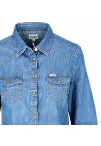 Wrangler - WRANGLER DENIM WESTERN SHIRT DAMSKA KOSZULA JEANSOWA MID INDIGO W5Z02AX8E. Materiał: jeans, denim