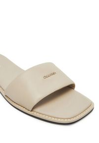 Calvin Klein Klapki Flat Sandal Square Hf Lth HW0HW02652 Beżowy. Kolor: beżowy. Materiał: skóra