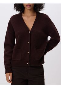 Reserved - Wełniany kardigan - ciemnobrązowy. Kolor: brązowy. Materiał: wełna #1