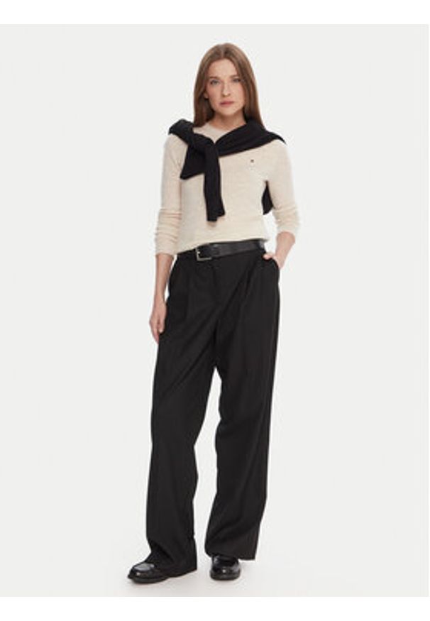 TOMMY HILFIGER - Tommy Hilfiger Sweter WW0WW40264 Écru Regular Fit. Materiał: wełna