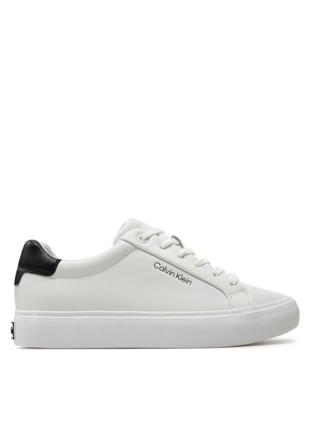 Calvin Klein Sneakersy Vulcanized Lace Up Lth HW0HW02037 Biały. Kolor: biały. Materiał: skóra