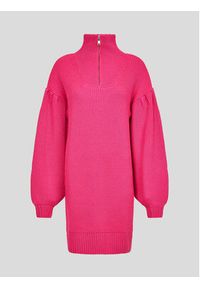 Karl Lagerfeld - KARL LAGERFELD Sukienka dzianinowa Logo 226W2008 Różowy Relaxed Fit. Typ kołnierza: dekolt w karo. Kolor: różowy. Materiał: dzianina, syntetyk #3