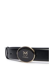 Pinko - PINKO Pasek Damski Round Enamel H2,8 Belt 20252 PLT01 105478.A2QL Czarny. Kolor: czarny. Materiał: skóra #3