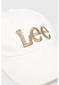 Lee czapka kolor biały gładka. Kolor: biały. Materiał: bawełna. Wzór: gładki #3