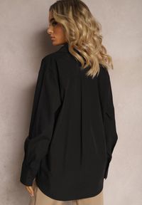 Renee - Czarna Koszula z Bawełny o Klasycznym Kroju Mideala. Kolor: czarny. Materiał: bawełna. Długość rękawa: długi rękaw. Długość: długie. Styl: klasyczny #5