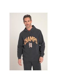 JAY-PI - Męska Bluza z kapturem fitness styl vintage kaptur. Typ kołnierza: kaptur. Kolekcja: plus size. Kolor: szary. Materiał: bawełna, materiał, elastan. Sport: fitness #1