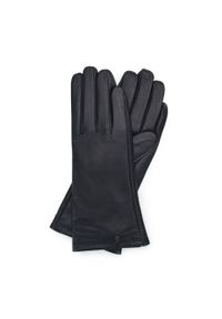 Wittchen - Damskie rękawiczki ze skóry z przeszyciami. Kolor: czarny. Materiał: skóra. Wzór: aplikacja. Sezon: zima. Styl: klasyczny