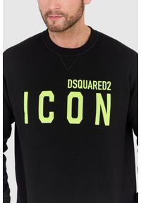 DSQUARED2 Czarna bluza męska z dużym neonowym logo icon, Rozmiar XL. Kolor: czarny