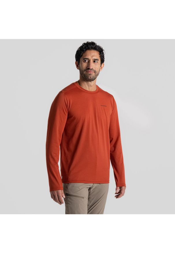 CRAGHOPPERS - Longsleeve męskie Craghoppers NosiLife Abel LS T-Shirt. Kolor: czerwony. Długość rękawa: długi rękaw