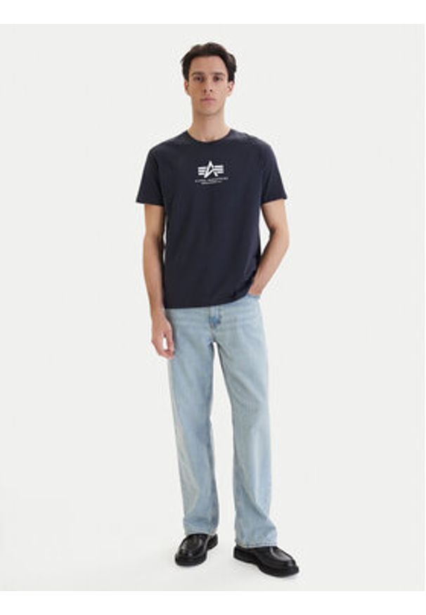 Alpha Industries T-Shirt Basic 118533 Granatowy Regular Fit. Kolor: niebieski. Materiał: bawełna