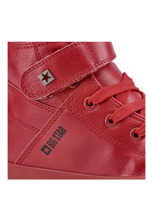 Big-Star - Czerwone Sneakersy Big Star Damskie Buty Na Rzep. Okazja: na co dzień, na spacer. Wysokość cholewki: przed kolano. Zapięcie: rzepy. Kolor: czerwony. Materiał: guma, skóra ekologiczna, materiał. Szerokość cholewki: normalna. Styl: casual, sportowy, klasyczny