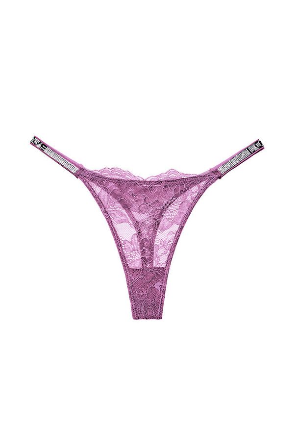 Intica - Stringi koronkowe z cyrkoniami na specjalne okazje Lovisa. Kolor: fioletowy. Materiał: koronka. Wzór: aplikacja