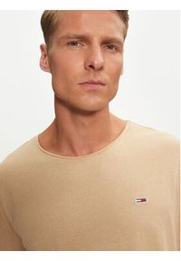 Tommy Jeans T-Shirt Jaspe DM0DM09586 Beżowy Slim Fit. Kolor: beżowy. Materiał: bawełna