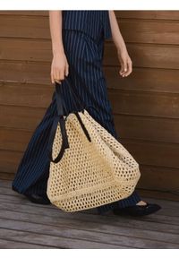 Reserved - Pleciona torebka shopper - złamana biel