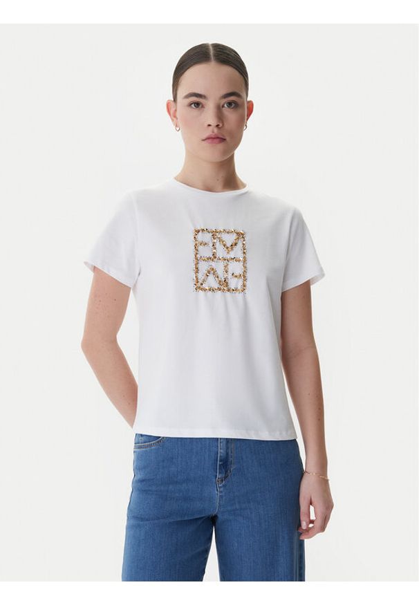 Marella T-Shirt Tema 2615971031 Biały Regular Fit. Kolor: biały. Materiał: bawełna