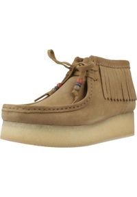 Clarks - CLARKS ORIGINALS WBWEDGE FRINGE Jasnobrązowy. Kolor: brązowy, wielokolorowy, beżowy. Materiał: skóra. Styl: sportowy