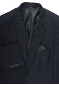 Męski, Taliowany Garnitur (Wesele, Studniówka) - Casino - Czarny. Kolor: czarny. Materiał: poliester, wiskoza. Wzór: gładki #7