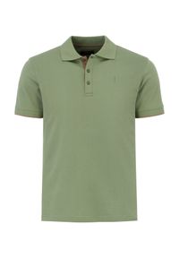 Ochnik - Zielona koszulka polo męska z logo. Typ kołnierza: polo. Kolor: zielony. Materiał: bawełna. Długość rękawa: krótki rękaw. Długość: krótkie #4