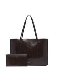 Calvin Klein Torebka Foil Logo Glossy Tote W/ Pouch LV04F3537G Brązowy. Kolor: brązowy. Materiał: skórzane #3